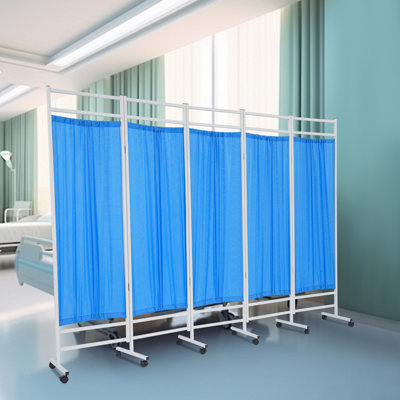5-Panel Medical Privacy Screen Room Divider With Wheels Portable And Foldable For Hospital Wards, Cinics by Latitude Run