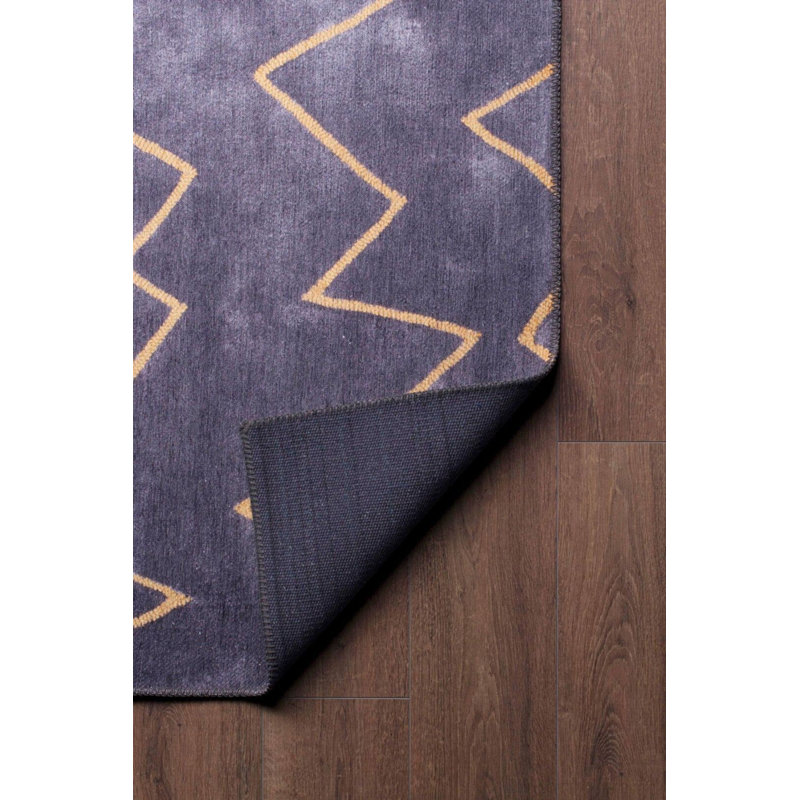 Tapis décoratif rayé jaune anthracite, Rectangle 3 pi 10 po x 5 pi 3 po