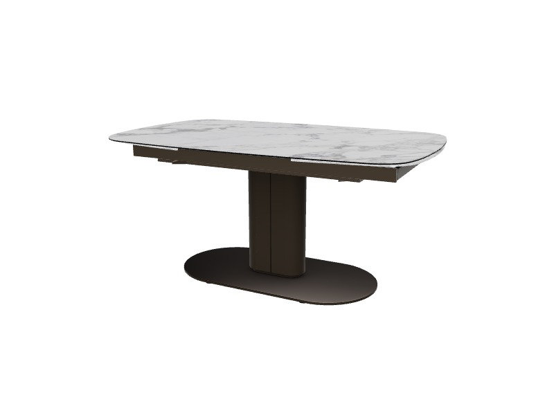Cameo Extendable Tables, White Marble, Matt Bronze