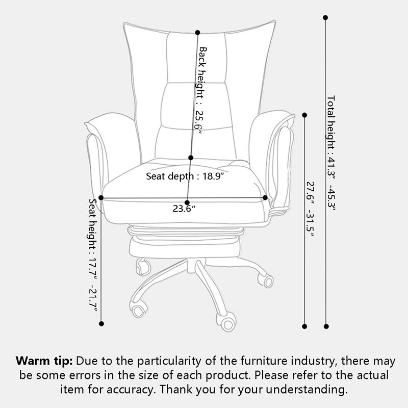 Chaise de bureau moderne en métal et cuir avec repose-pieds