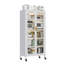 Armoire de rangement 65 po en métal blanc avec portes transparentes, tablettes réglables et roulettes pour la salle à manger