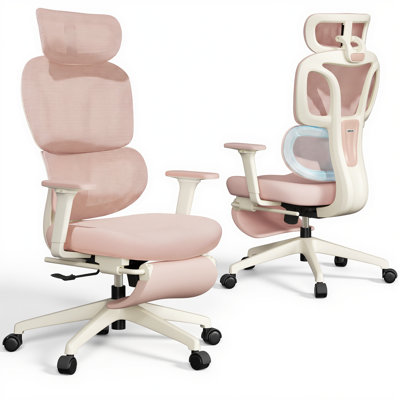 Ergonomic Mesh Task Chair, High Back Office Chair with 3-Level Recline Lock, Task Chair with Adjustable Headrest & Armrest & Backrest, Lumbar Support, and Retractable Footstool