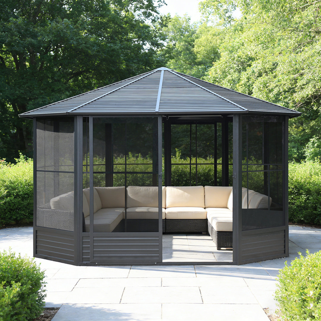 13 Ft. W x 13 Ft. D Metal Patio Gazebo Domi Louvered