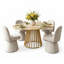 Ensemble de table de salle à manger pour 4 personnes avec table ovale extensible et 4 chaises pivotantes rembourrées en tweed-1892852053