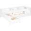 Lit simple en L avec lit gigogne, tiroir, 5 tablettes de rangement et station de charge en blanc pour les chambres à coucher
