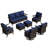 7-Piece Outdoor Patio PE Wicker Set With 3-Seat Sofa, 4 Chairs, 2 Ottomans & Blue Cushion-452430091-452430088