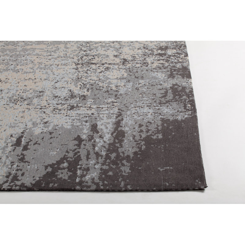 Tapis noir/gris handwoven à tissage plat Tremblay, Rectangle 5 pi x 7 pi 6 po