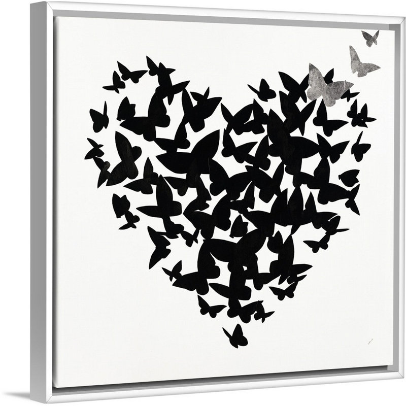 «Hearts in Flight III», impression sur toile, Cadre flottant blanc, H 17,7 po x l 17,7 po x p 1,75 po