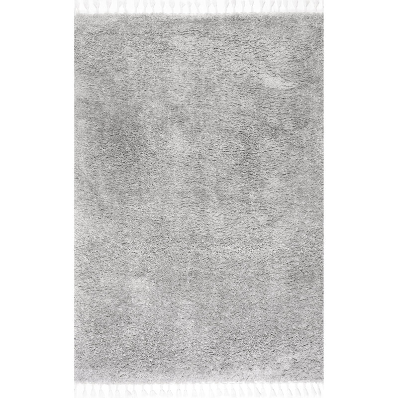 Tapis ivoire à poil long pour le salon, la chambre à coucher, la salle à manger, la chambre de bébé Shields, gris / ivoire
