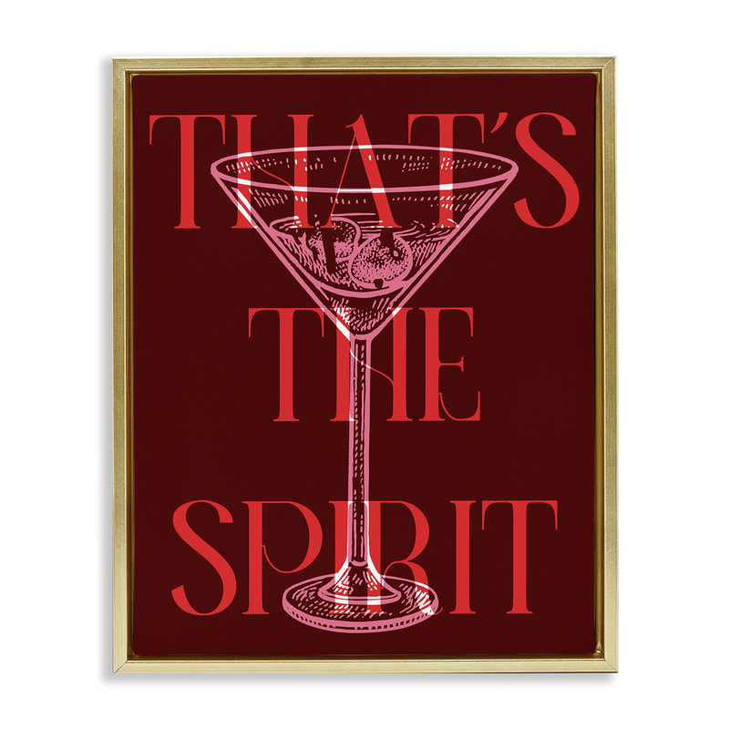 «It's The Spirit Martini» par Daphne Polselli, Cadre flottant métallique doré, H 21 po x l 17 po