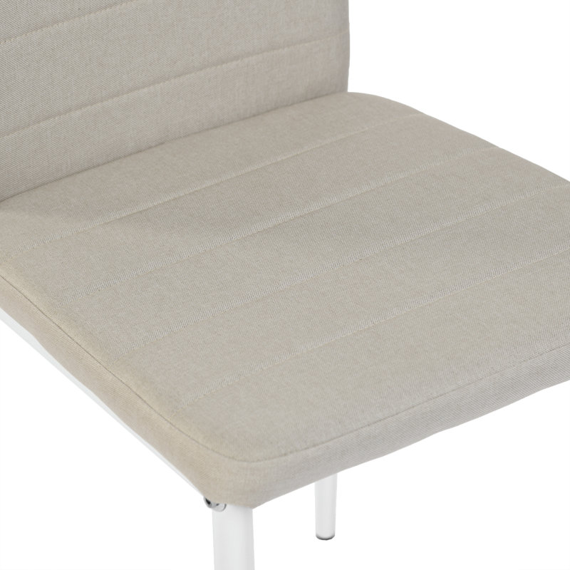 Akir 47.5cm H Fabric Upholstered Metal Upholstered Back Side Chair, White, Beige