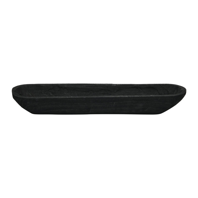 Bol décoratif en bois de paulownia, Noir, 3.1"H x 23"W x 6"D