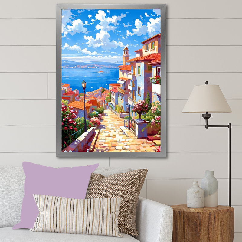 «Beautiful Scenery In Italy II», reproduction sur toile, Cadre photo argenté, H 40 po x l 30 po x P 1,5 po