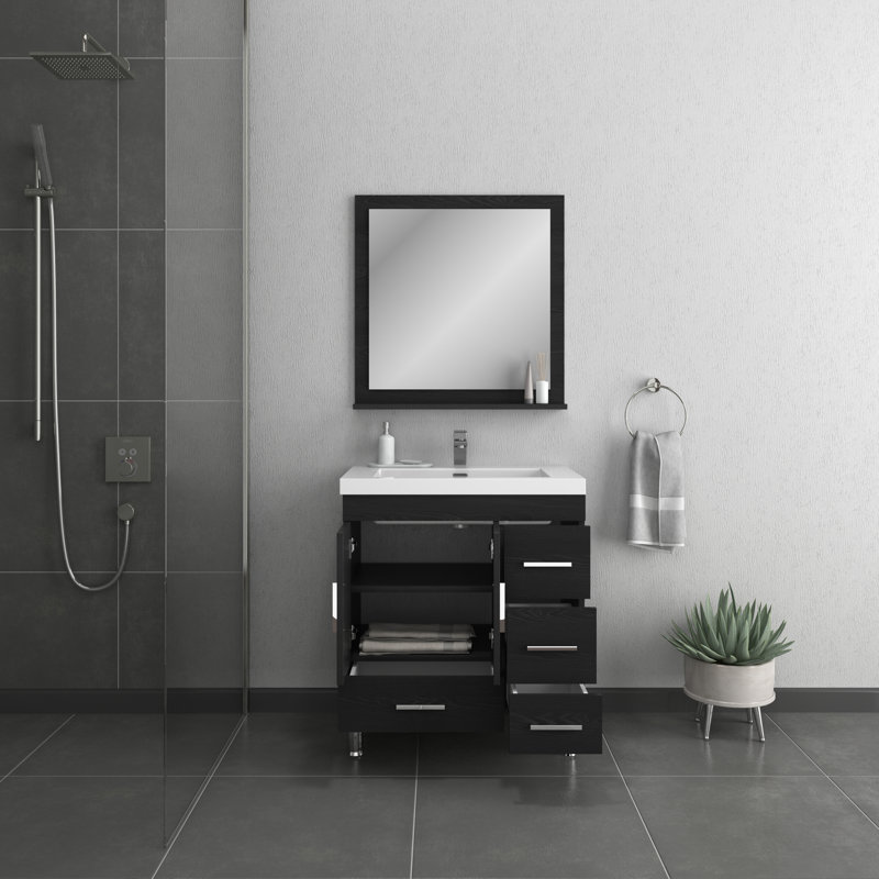 Ensemble de meuble-lavabo simple 30 po Roylene, Noir