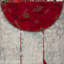 Toile abstraite contemporaine encadrée rouge demi-cercle - décor de chambre à coucher-119718014
