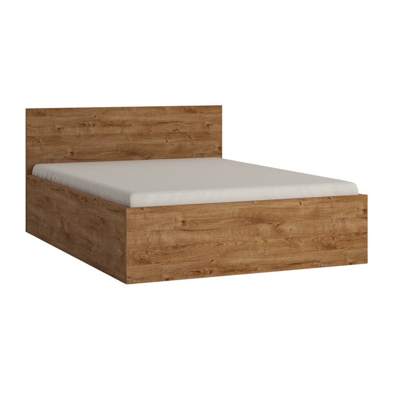 Azai Storage Bed with a gas lift base, Double (140 x 200 cm), Golden Ribbeck Oak