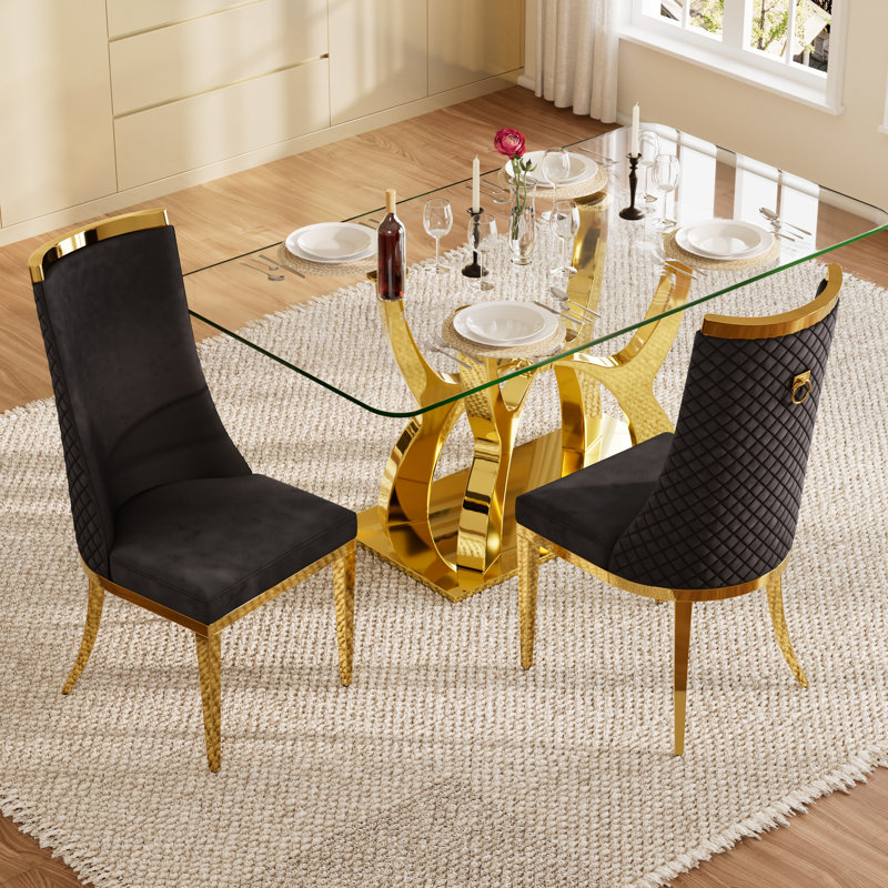 Chaise d'appoint moderne en velours avec dossier haut pour salle à manger et salon Luxtury, Noir