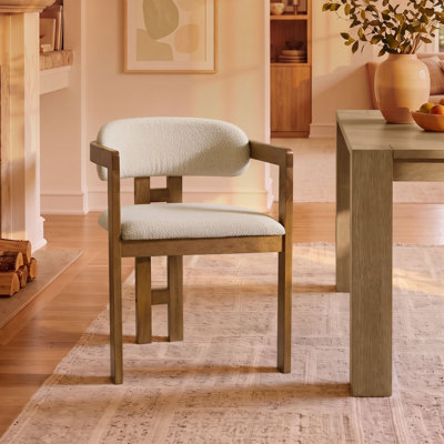 Elle Boucle Solid Wood Side Chairs Dining Chairs, Walnut（Set of 2）
