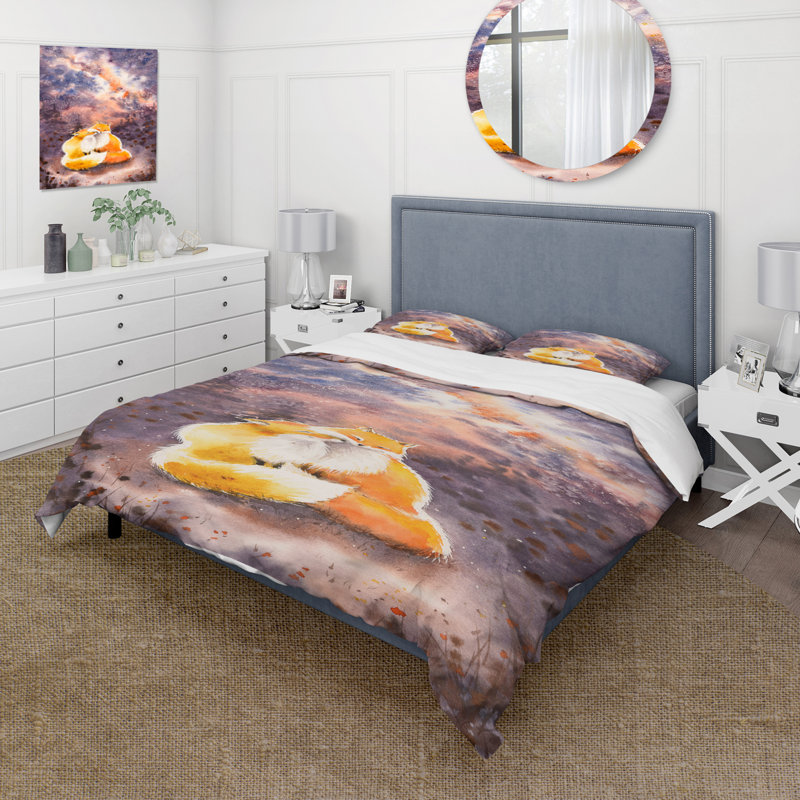 Ensemble de housse de couette pour enfant Art Hugge Foxes Over A Night, Twin Duvet Cover + 2 Standard Shams