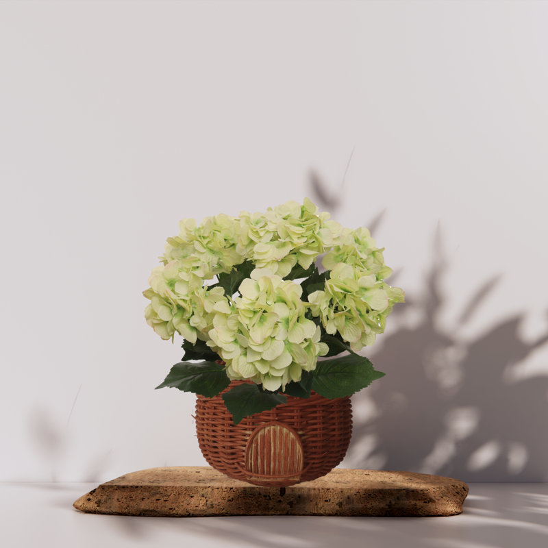 Ultra Realistic Faux Silk Hydrangea Arrangement - Artificial Flowers for Home Decor, Light Green