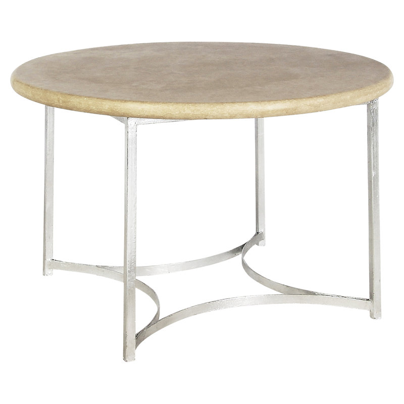 Web Frame Coffee Table, Lite Travertine, Silver Leaf