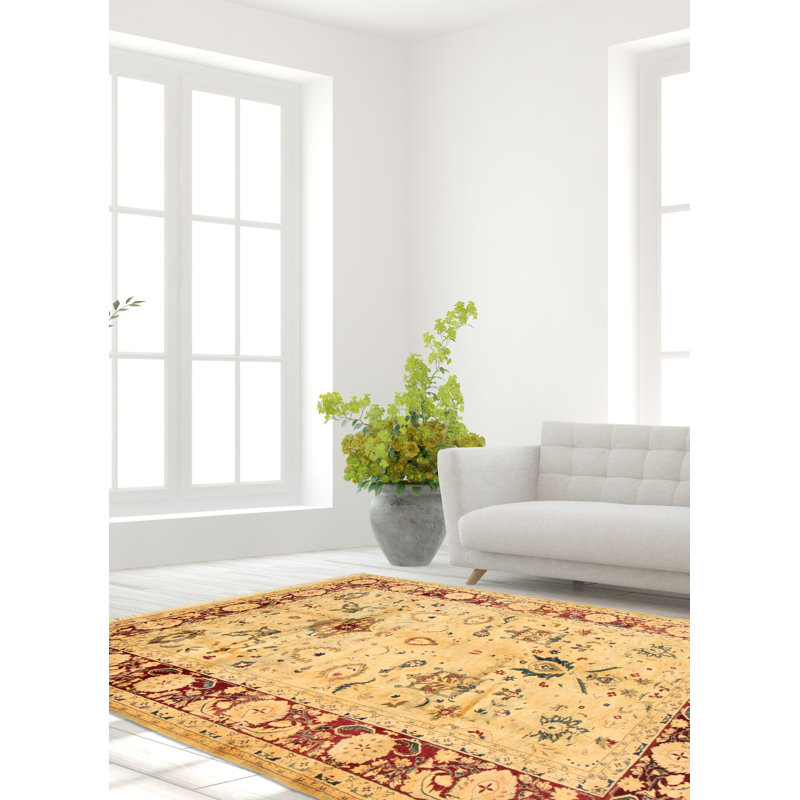 One-of-a-Kind Rectangle 6' X 9' New Age Wool Area Rug in Dark Blue/Dark Red/Ivory