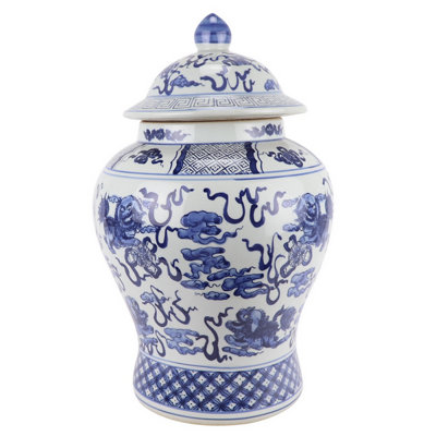 Chinoiserie Foo Dog Temple Jar, Medium