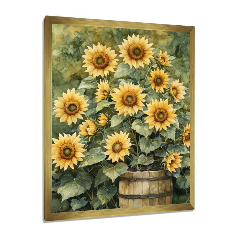 Dorison - impressions murales florales, H 44 po x l 34 po, Reproduction encadrée d'une seule photo, Doré