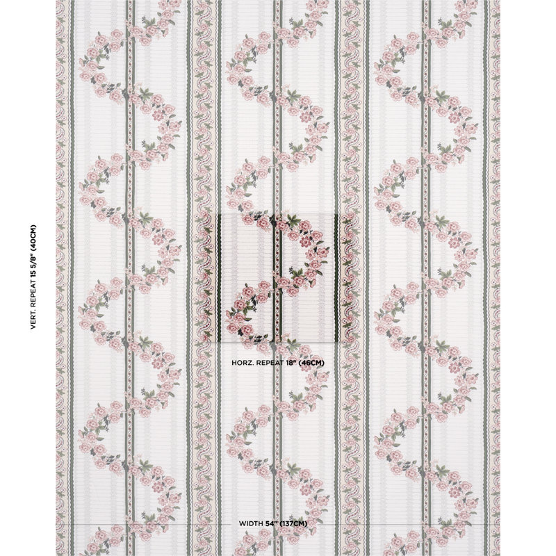 Schumacher X Rita Konig Serena Garland Fabric, Rose