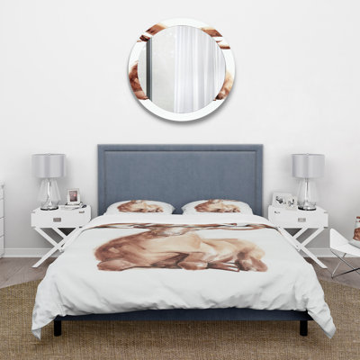 Brown/White Microfiber Duvet Cover Set
