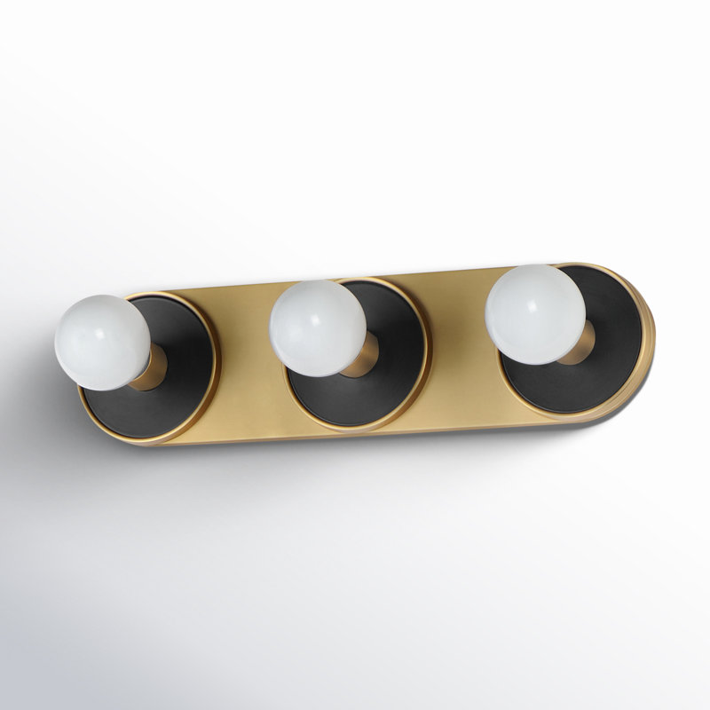 Barre d'éclairage de salle de bain 3 lumières à intensité variable Rocha, Oui, Laiton vieilli noir / naturel
