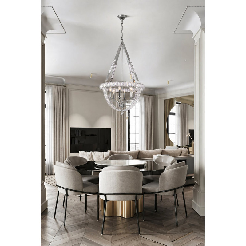 Paula 6-Light Chandelier With Clear Crystal Accents, No, Chrome