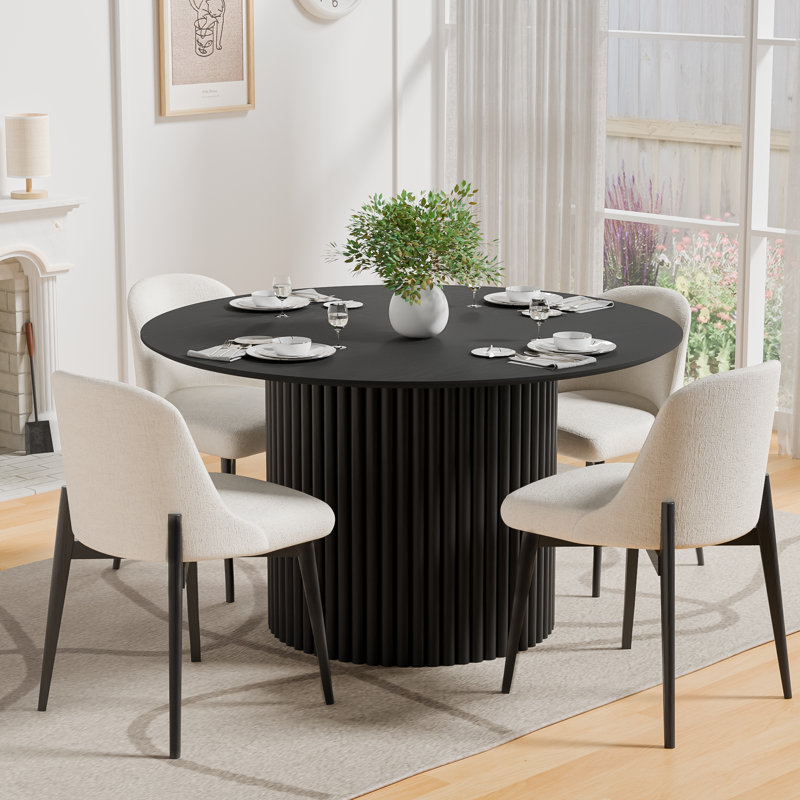 Ensemble de table ronde et chaises, Noir, H 30 po x L 46 po x l 46 po