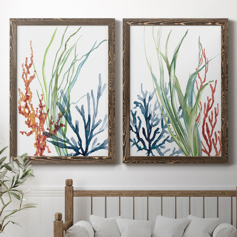 Océan jardin I - ensemble de 2 reproductions d'art, H 43,5 po x l 31,5 po, Toile encadrée, Érable