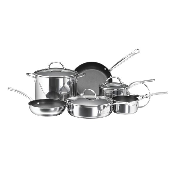 Farberware 14-Piece Complements Stainless Steel and Nonstick Pots and Pans  Set/Cookware Set, Silver 