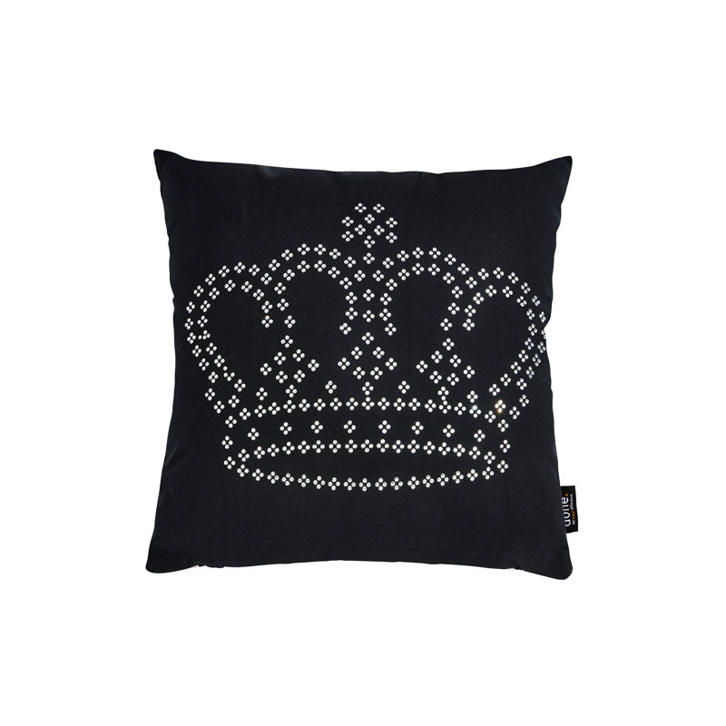 Crown Square Throw Cushion, Black/Silver