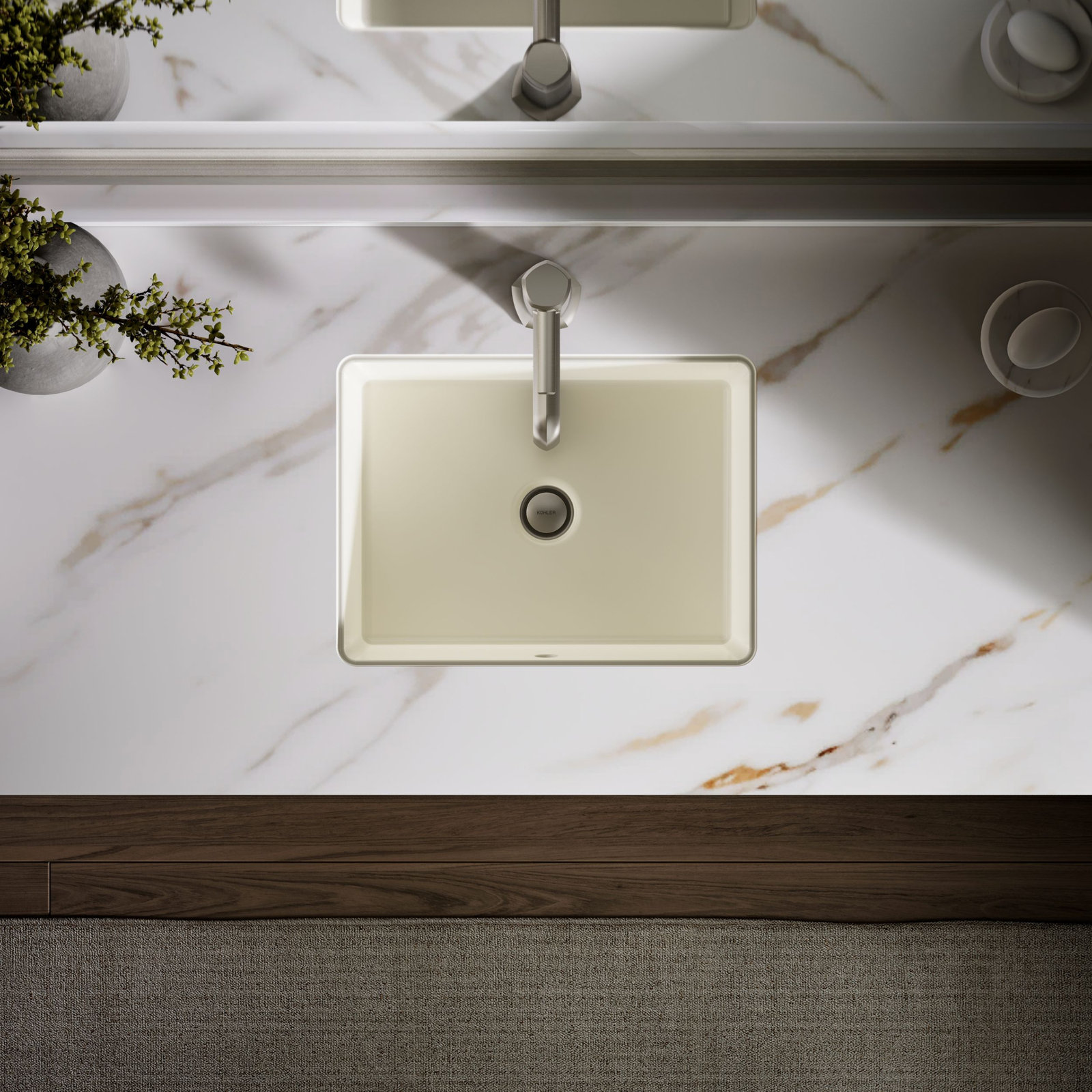 Verticyl Rectangular Undermount Sink, Biscuit