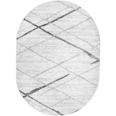 Tapis contemporain ivoire, gris et gris anthracite à rayures abstraites Amii