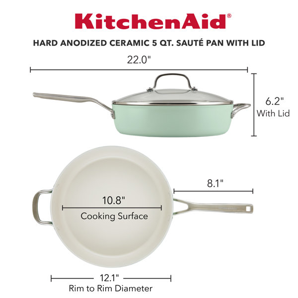 4.5-Quart Hard Anodized Nonstick Saucier Pan with Lid and Helper