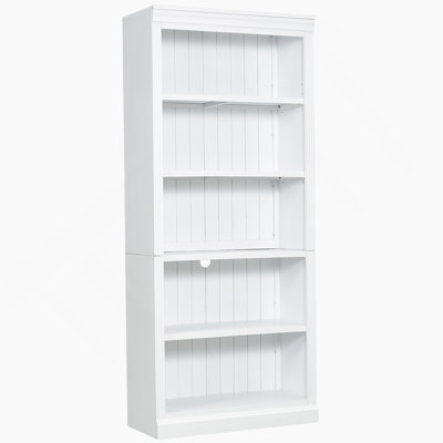 83" Tall Wood Bookcase Suite ,5-Tier Home Decor Suite With Adjustable Shelves,Storage Organizer  Cds/Books/Movies,Free Standing Storage Shelves Suite  ,Office