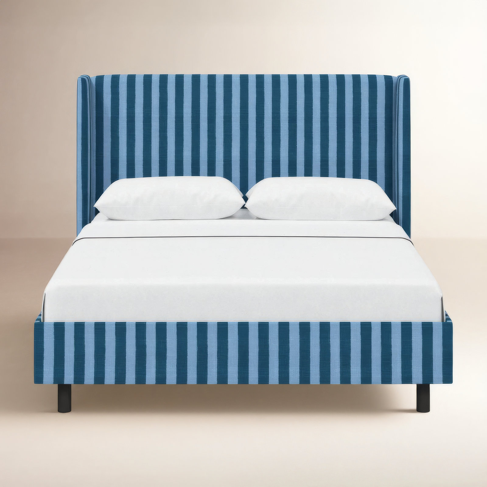 Lapa Upholstered Wingback Bed, King, Brush Canopy Tonal Blue
