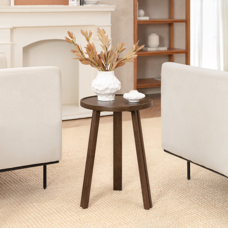 Table de bout en bois massif avec plateau rond Keira