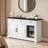 60'' Farmhouse Coffee Bar Sideboard with Built-in Beverage Fridge, Drawer Storage, and Adjustable Shelves for Dining or Living Room-938667489