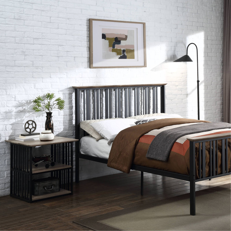 Antique Oak And Black 3-Shelf Nightstand, Brown