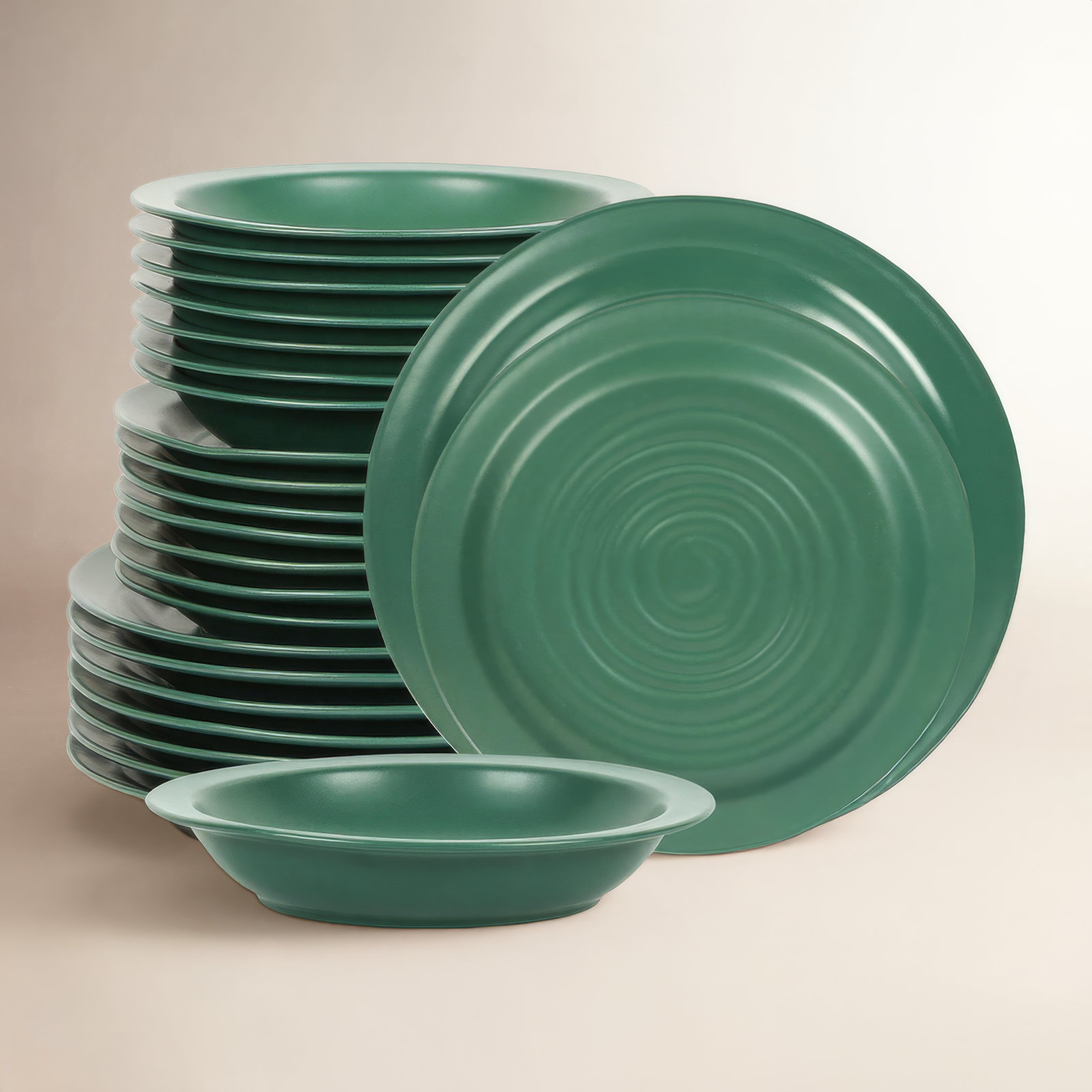 Orbit Stoneware Dinnerware Set, Green