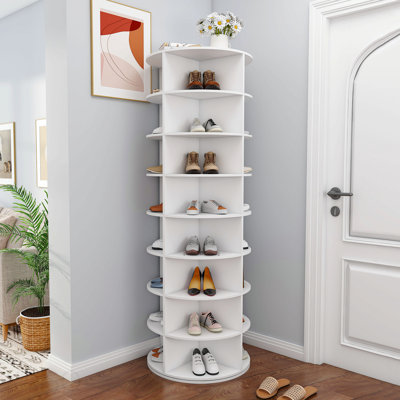 Étagère à chaussures rotative, étagère de rangement rotative à 8 niveaux, organisateur de chaussures pivotant sur 360 °, pouvant contenir 32 paires de chaussures (8 niveaux, blanc)