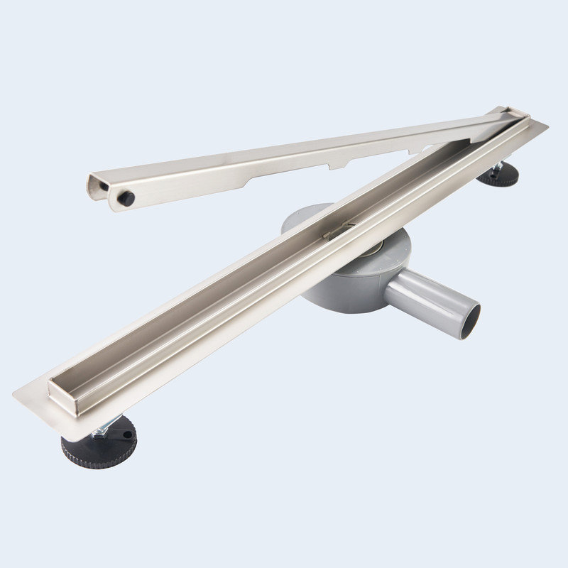 360° Rotating Narrow Linear Shower Drain Complete Set with Odor Stop and Hair Strainer , 304 Stainless Steel, 70cm Length
