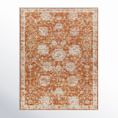 Conlan Oriental Burnt Orange Area Rug