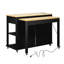 Îlot de cuisine de 47 po avec placage en bois d'hévéa, compartiments de rangement, prise de courant, charnières à fermeture en douceur, support interne en placage noir pour la préparation des repas, table de 13,8 po x 41,7 po, 6 + 2 roulettes,-1283187599
