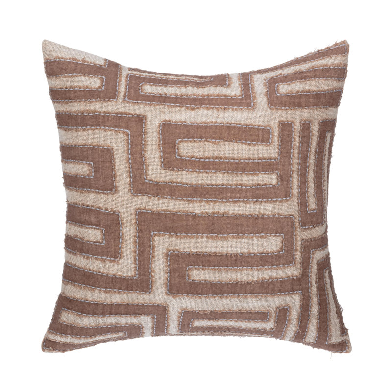Coussin Mateo, Brun / Beige, Carré 22 po